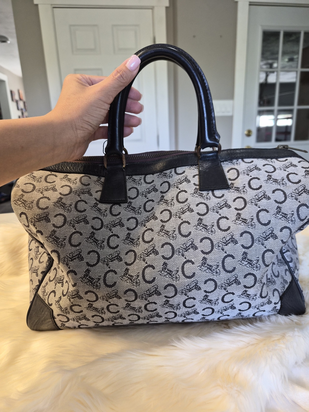 Celine Cream & Black Monogram Travel Duffle - Picture 9 of 14